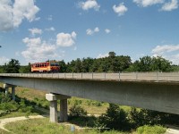 The Bzmot 390 at the smaller Nagyrkos viaduct