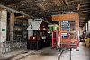 The Hllentalbahn <span style="font: serif">EI</span> electric locomotive and the new catenary-maintenance car seen at Hirschwang depot