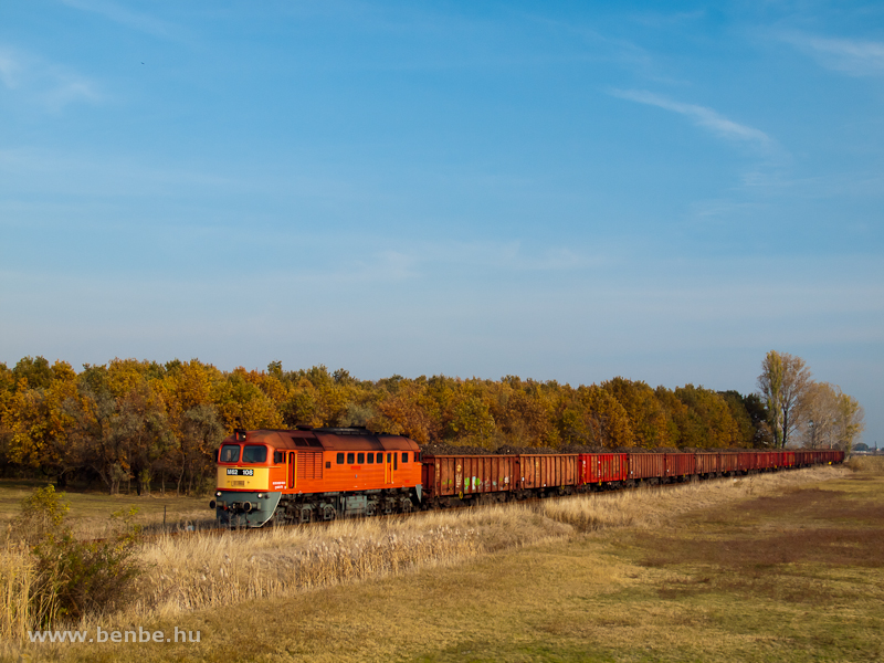 The M62 108 hauling a freight train full with sugar beet between Jászapáti and Jászdózsa photo
