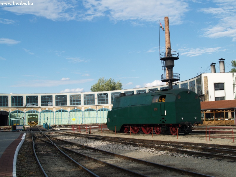 The streamlined express steam locomotive class 242 at the Hungarian Park of the History of Railroading photo