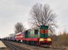 The ЧМЭ-337 and the M61 001 with the Indhz Krptalja-expressz (Transcarpathia-Express) near БАТЬОВО-ПАС station