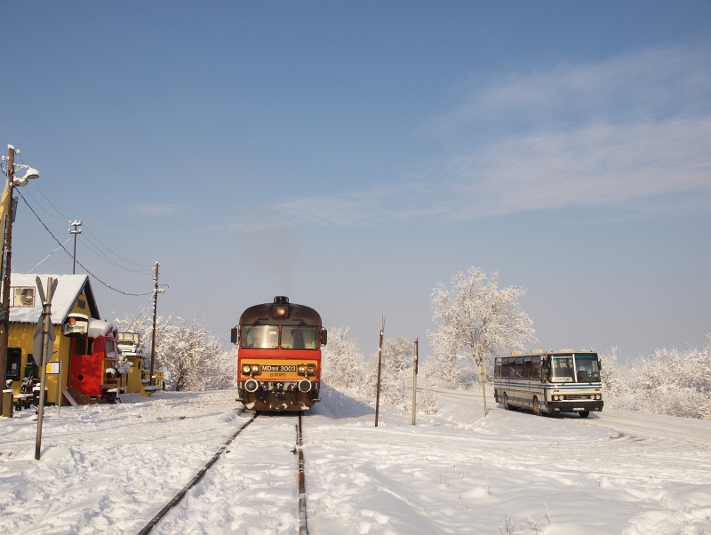 Az MDmot 3003-Btx 016 motorvonat Pusztakettős kocsmamegllhelyen fot