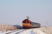 The M41 2133 is arriving at Tiszafred with a slow train from Debrecen