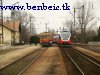The Bzmot 277 and the Talent EMU headed by 5342 003 meeting at Krnye station
