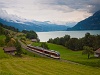 The Zentralbahn ABe 130 010-2 Spatz adhesion-only regional electric multiple unit seen between Oberried and Niederried on the bank of the Brienzersee