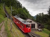 The Pilatusbahn (PB) Bhe 1/2 23 seen between Alpnachstad and Aemsigen