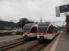 The Zentralbahn SPATZ ABe 130 009-4 & 007-8 seen at Alpnachstad