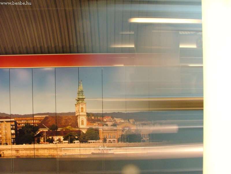 A blurred underground train on the freshly opened Batthyny square station photo