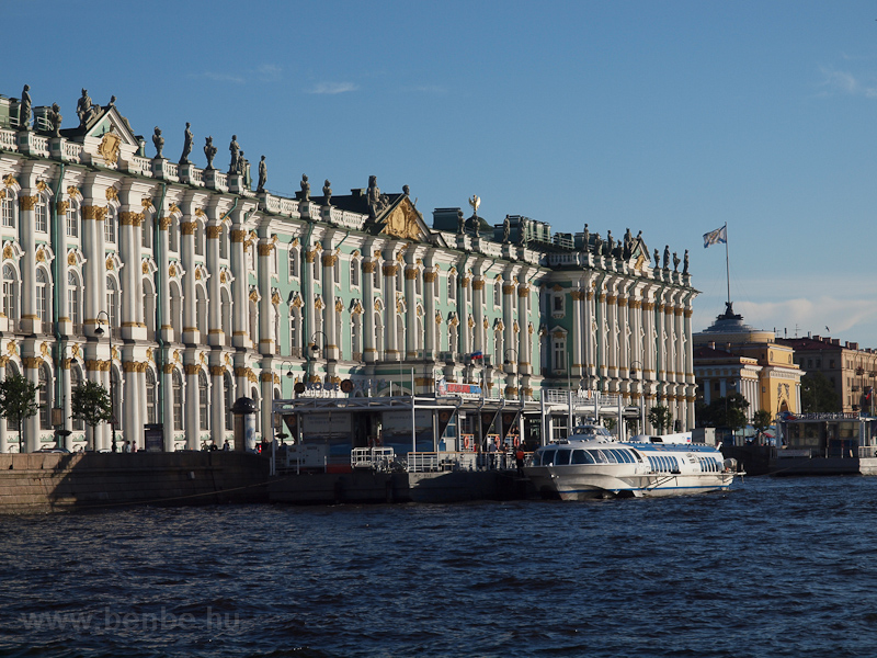 The Hermitage Museum on the bank of the river Neva with a hydrofoil in the foreground photo