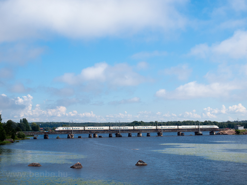 Allegro high-speed train travelling from St. Petersburg to Helsinki seen at Vyborg photo