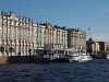 The Hermitage Museum on the bank of the river Neva with a hydrofoil in the foreground