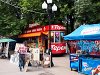 Teremok, a local fast-food chain selling pancakes, dumplings and other homely dishes has a restaurant built inside an old tramcar at Arbat