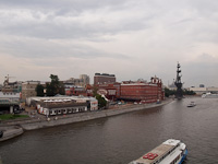 The Moskva river, the Red October chocolate factory and the Peter the Great statue, that was made of a Columbus statue by Ceterelli rejected by the Americans and erected here by the old roommate of the artist from college, the former mayor of Moscow, Luzhkov