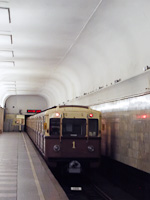 Historic metro train at Kropotkinskaya