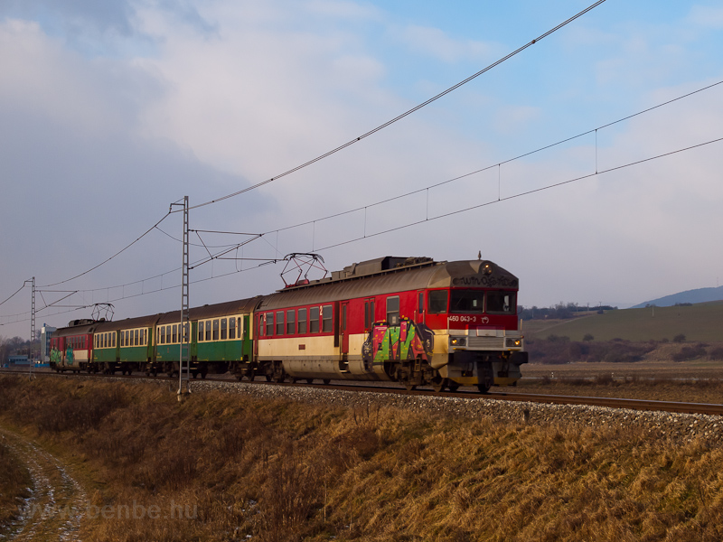 The ŽSSK 460 043-3 seen between Pcsjfalu (PeČovsk Nov Ves) and Kisszeben (Sabinov) photo