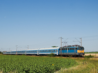 The V43 1100 is hauling an InterCity between Adács and Karácsond