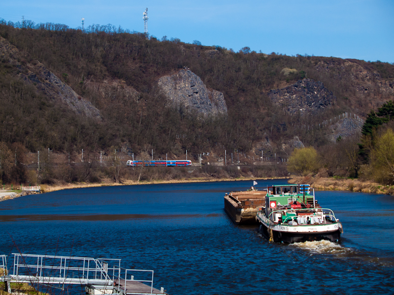 Barge on the Vltava with a  picture