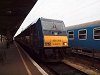 A brand new locomotive, the MV-TR 480 009 is designated to haul the charter train of the Karinthy High Freshman Camp  seen at Miskolc-Tiszai