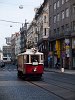 Old historic tramcar number 349 seen in Prague near Wenceslas' square (Václávské námésti)