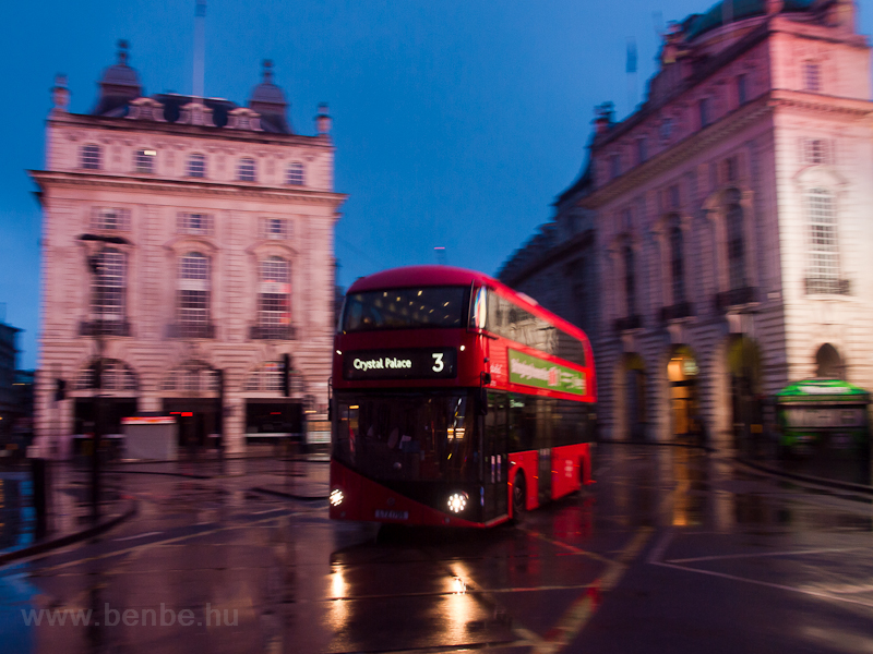 Double-decker bus no. 3 at Piccadilly Circus heading for Crystal Palace photo