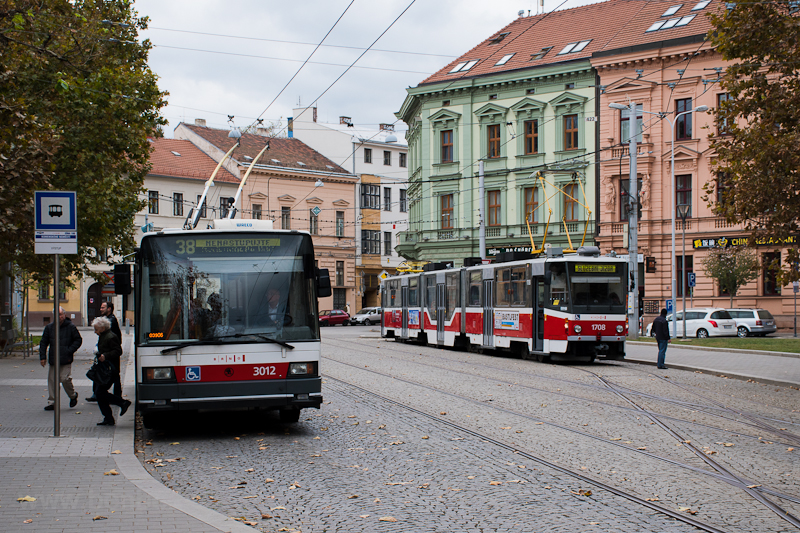 Tram and trolleybus (o-bus) at Brno photo