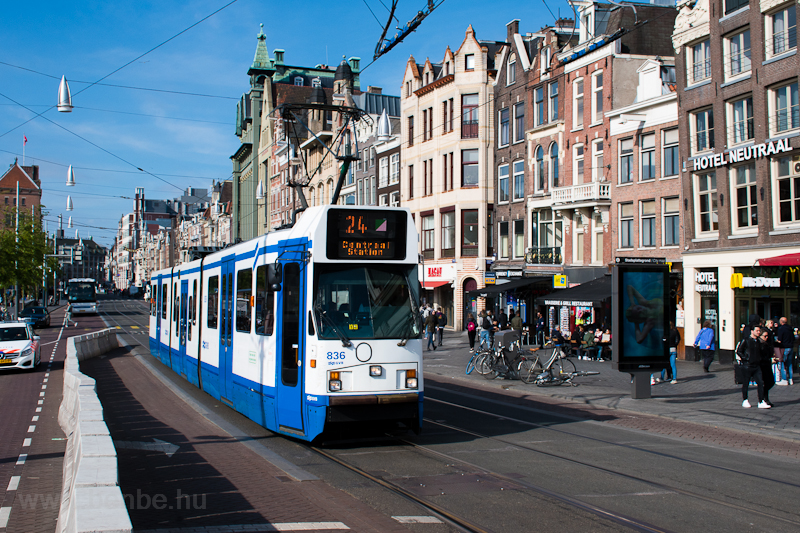 An old Amsterdam tram seen at Damrak, near Centraal Station photo