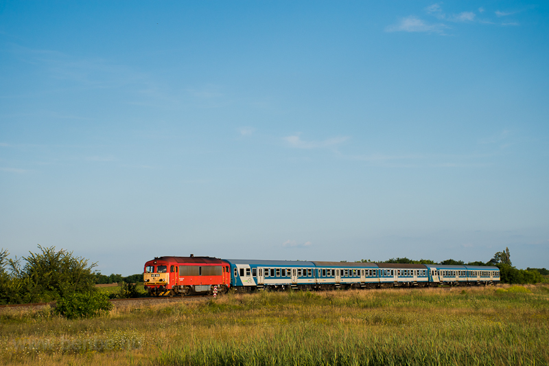 The MÁV-START 418 165 is seen hauling the charter train of the participants of Ozora Festival between Sárszentágota and Sárkeresztúr photo