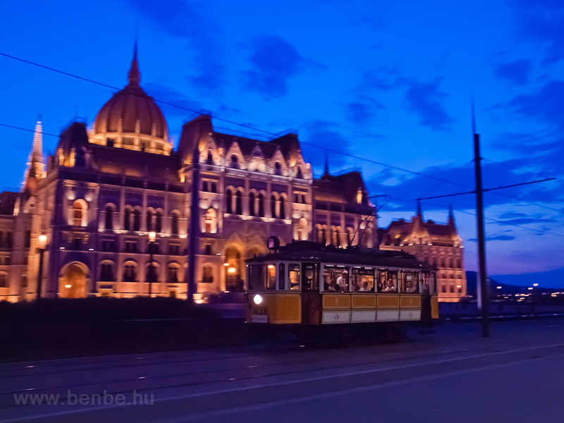 The BKV historic tram number 436 seen by the Budapest Parliament photo