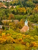 Szigliget in the autumn with the Szűz Mria neve church