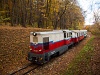 The Budapest Children's Railway's Mk45-2005 diesel-hydraulic, remotorised locomotive seen between Hrs-hegy and Hűvsvlgy stations