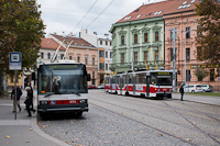 Tram and trolleybus (o-bus) at Brno