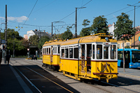 The BKV Budapest woodframe historic tram number 2806 with a class EP trailer seen at Szll Klmn tr