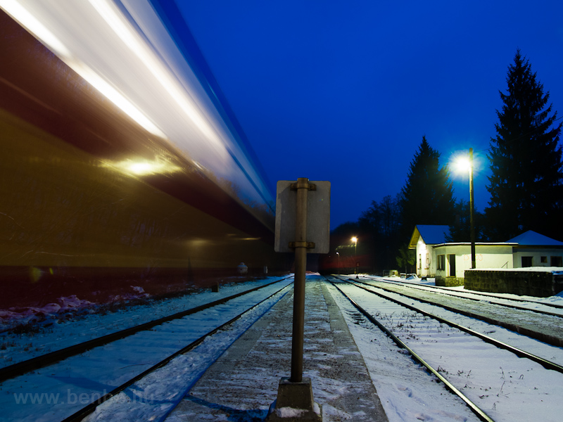 Trains passing by at Szokolya photo