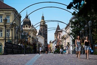 The walkway connecting the railway station to the old town in Košice