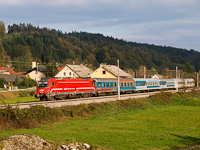 The SŽ 312 110 seen between Breg and Sevnica in the Sava valley