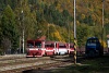 The ŽSSK 812 032-5 and the ŽSSKC 736 003-5 seen at Podbrezov