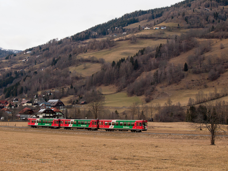 Az STLB Murtalbahn VS43-VT31-VT34 plyaszm szerelvnye Lutzmannsdorf s Kreischberg Talstation kztt fot