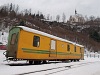 The original baggage/post trailer of the class 5090 railcars wearing the railcars' original livery seen at Murau