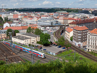 An unidentified CityElefant train departs from Praha Masarykovo ndraž towards Koln