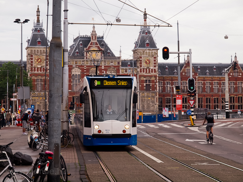 Trams near Amsterdam Centra photo