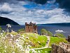 Urquhart Castle at the shore of Loch Ness