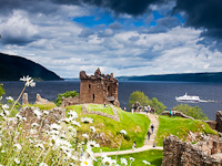 Urquhart Castle at the shore of Loch Ness