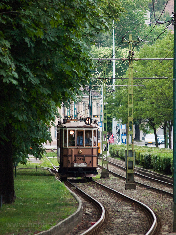 Historc tram on the line to photo