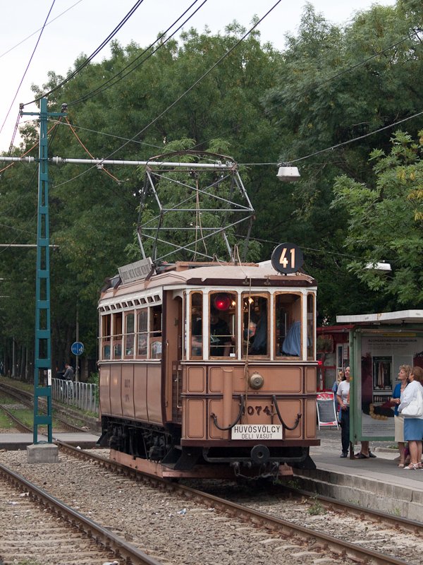 Historc tram on the line to photo