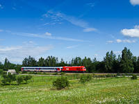An BB Rh 2016 Herkules is seen helping a GYSEV class 447 diesel multiple unit between gfalva and Sopron-Ipartelep