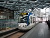 An Alstom Citadis tram of the RandstadRail seen at the viaduct of Den Haag Centraal