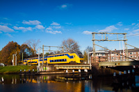 Rotating (swing) bridge on the Rijn-Schiekanaal in Leiden with a VIRM trainset