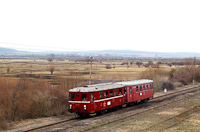 The M 131.1053 historic railcar at Litke station at the page line between Losonc (Lucenec, Slovakia) and Nagykrts (Vel'ky Krtš, Slovakia)