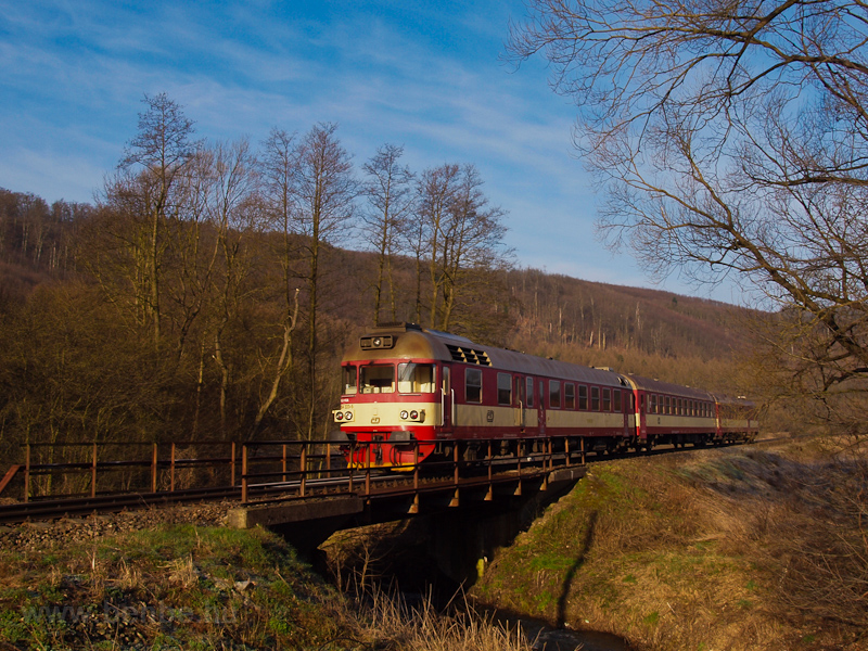 The ČD 854 223-5 seen between Tetčice and Omice photo