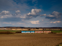 The ČD 842 019-2 seen between Valtice and Sedlec u Mikulova